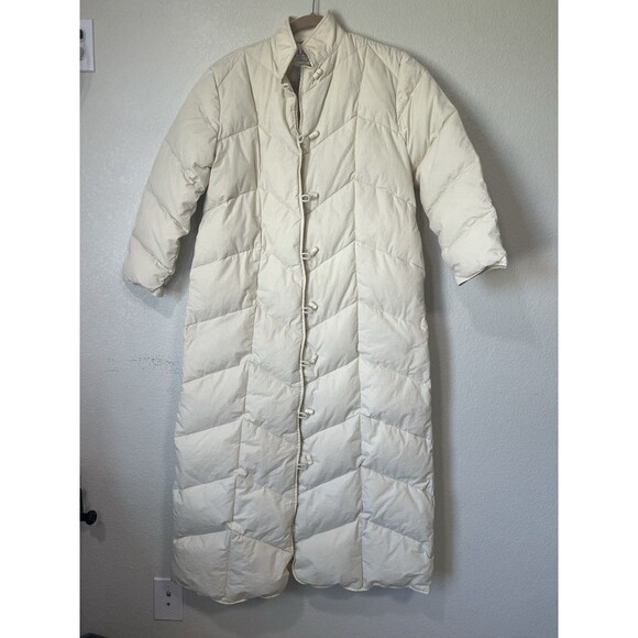 Vtg 80s Orvis  Womens S Puffer Down Insulated Button Frt Long Coat Parka - Picture 1 of 10